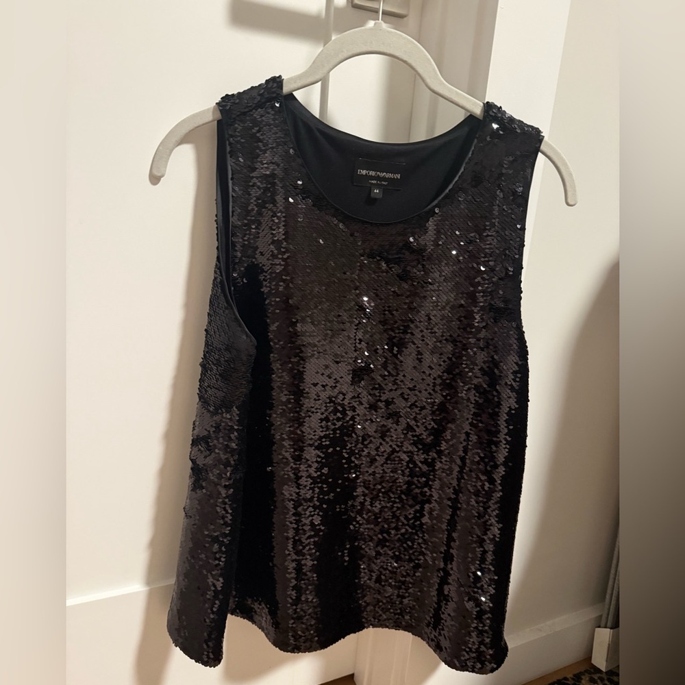Emporio Armani Black Sequin Tank Top